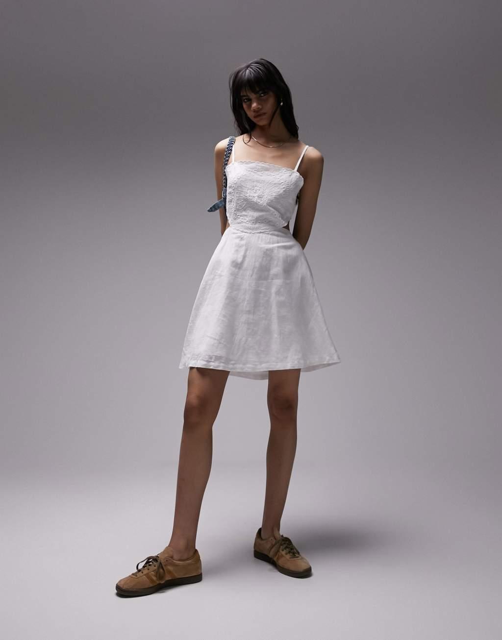 Topshop eyelet linen mini dress Product Image