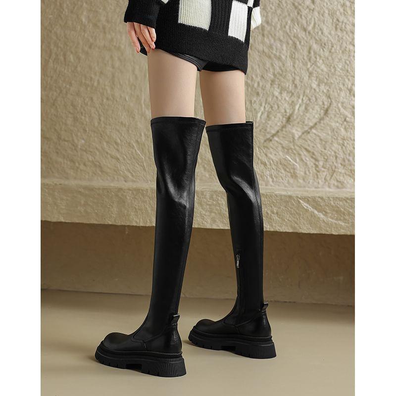 Faux Leather Platform Over-The-Knee Boots product image