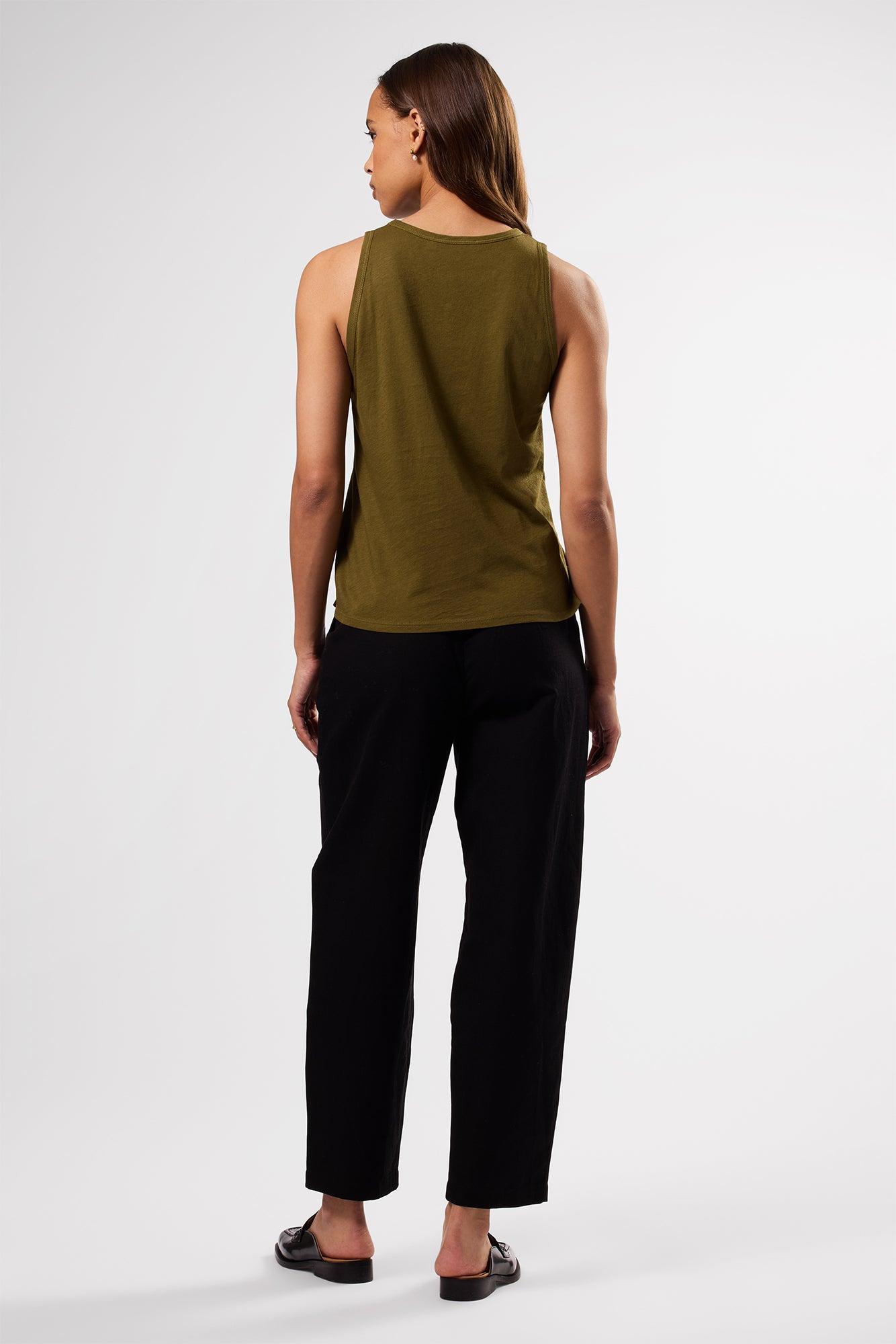 Jillian Organic Cotton Tank - Olive Green Product Image