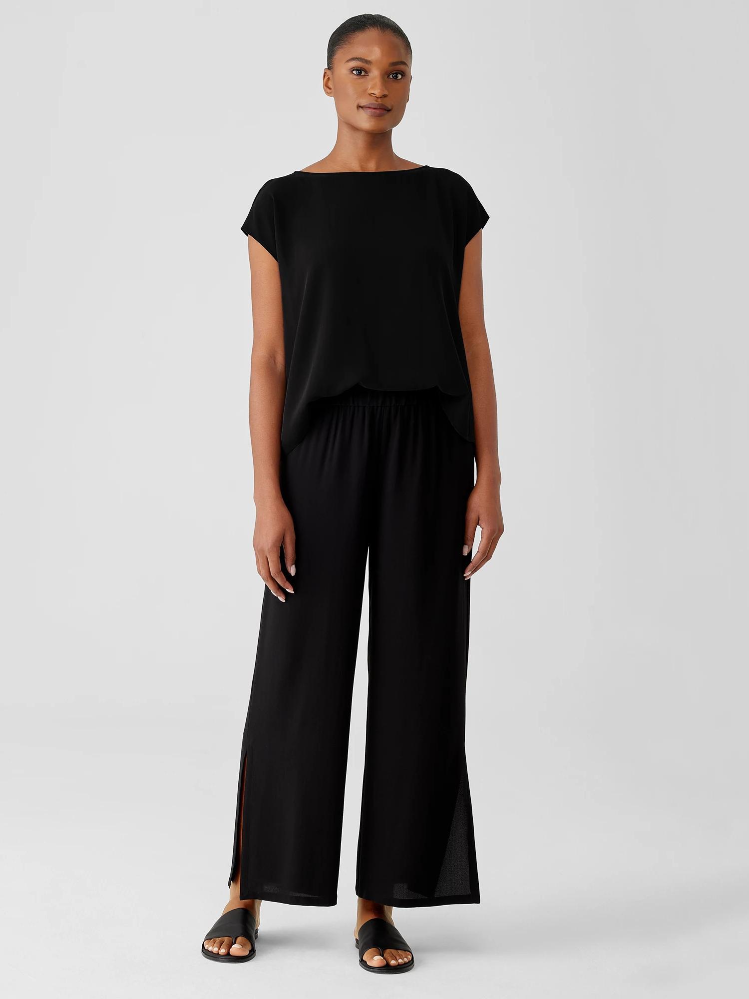 EILEEN FISHER Silk Georgette Crepe Pant with Slitsfemale product image