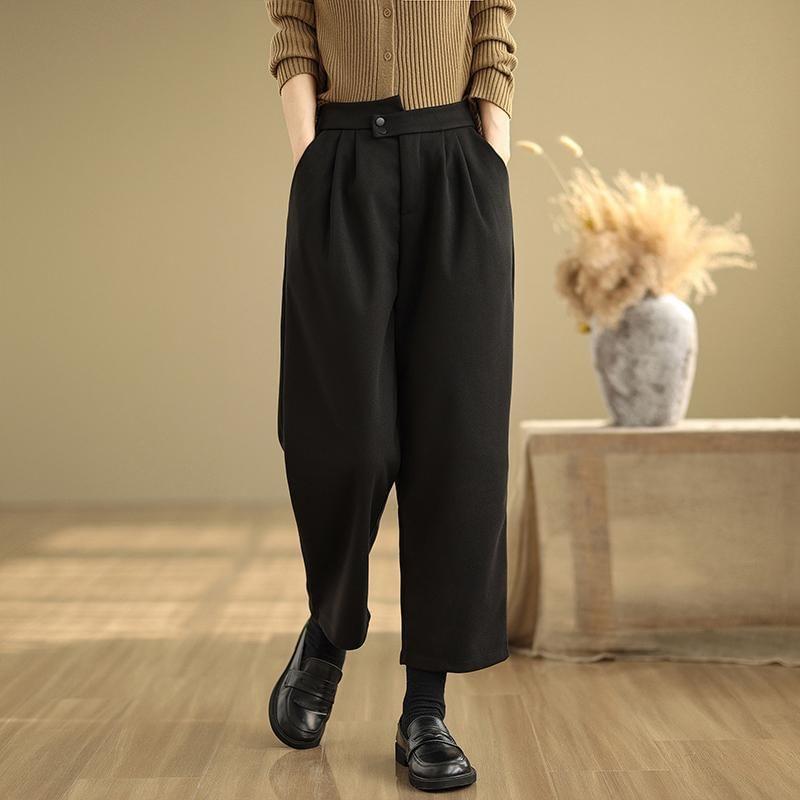 High Waist Asymmetrical Straight Leg Slacks Product Image