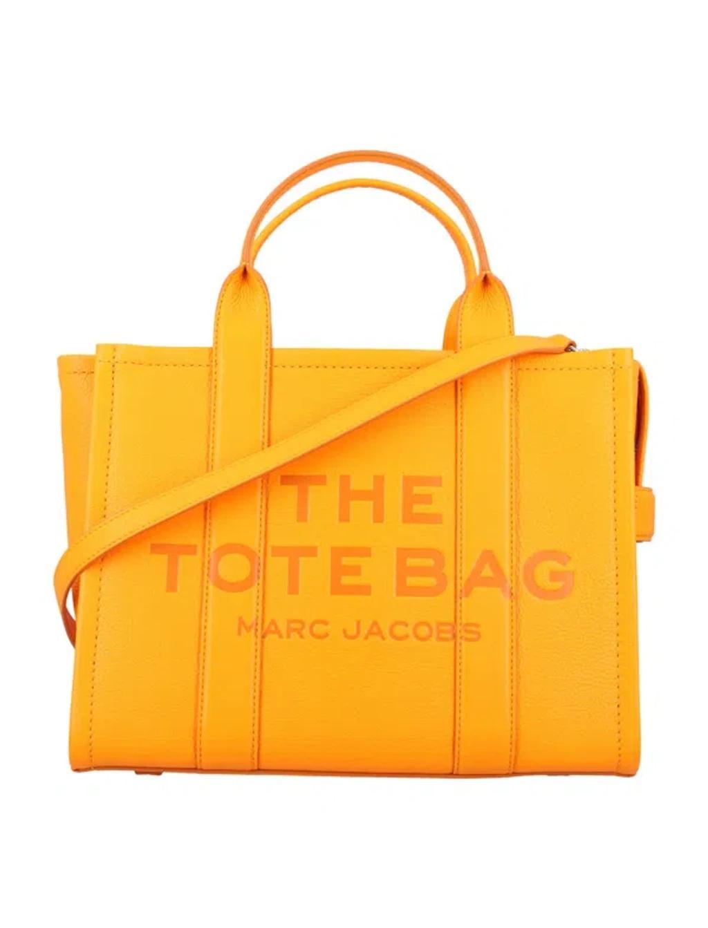 MARC JACOBS The Leather Medium Tote Bag In Yellow Product Image