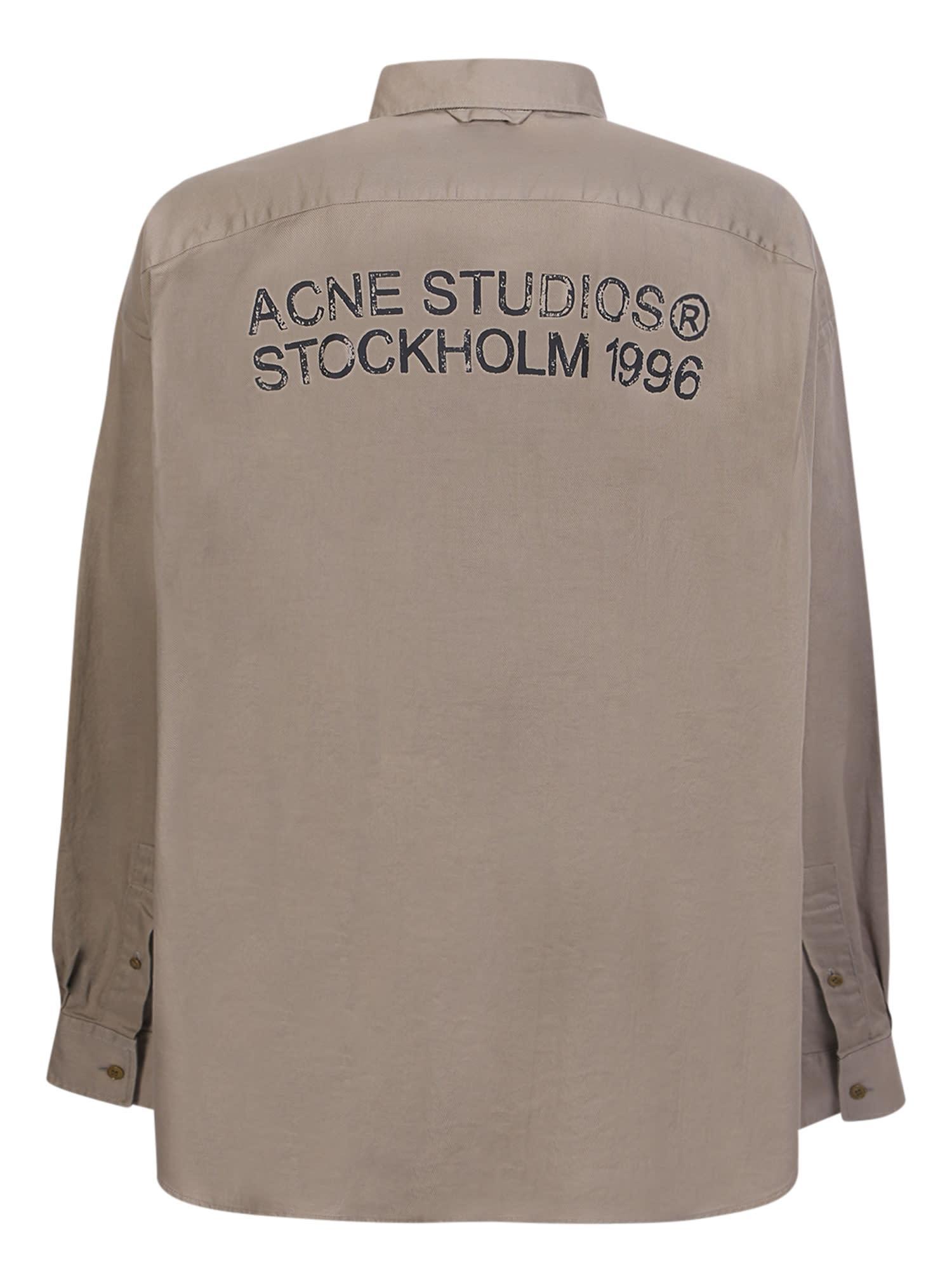 ACNE STUDIOS Setir Oversized Logo-print Cotton-twill Shirt In Cream Product Image