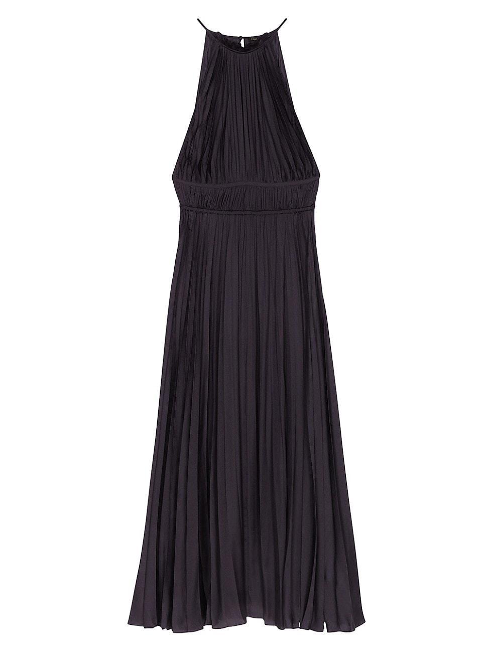 Womens Pleated Satin Maxi Dress Product Image