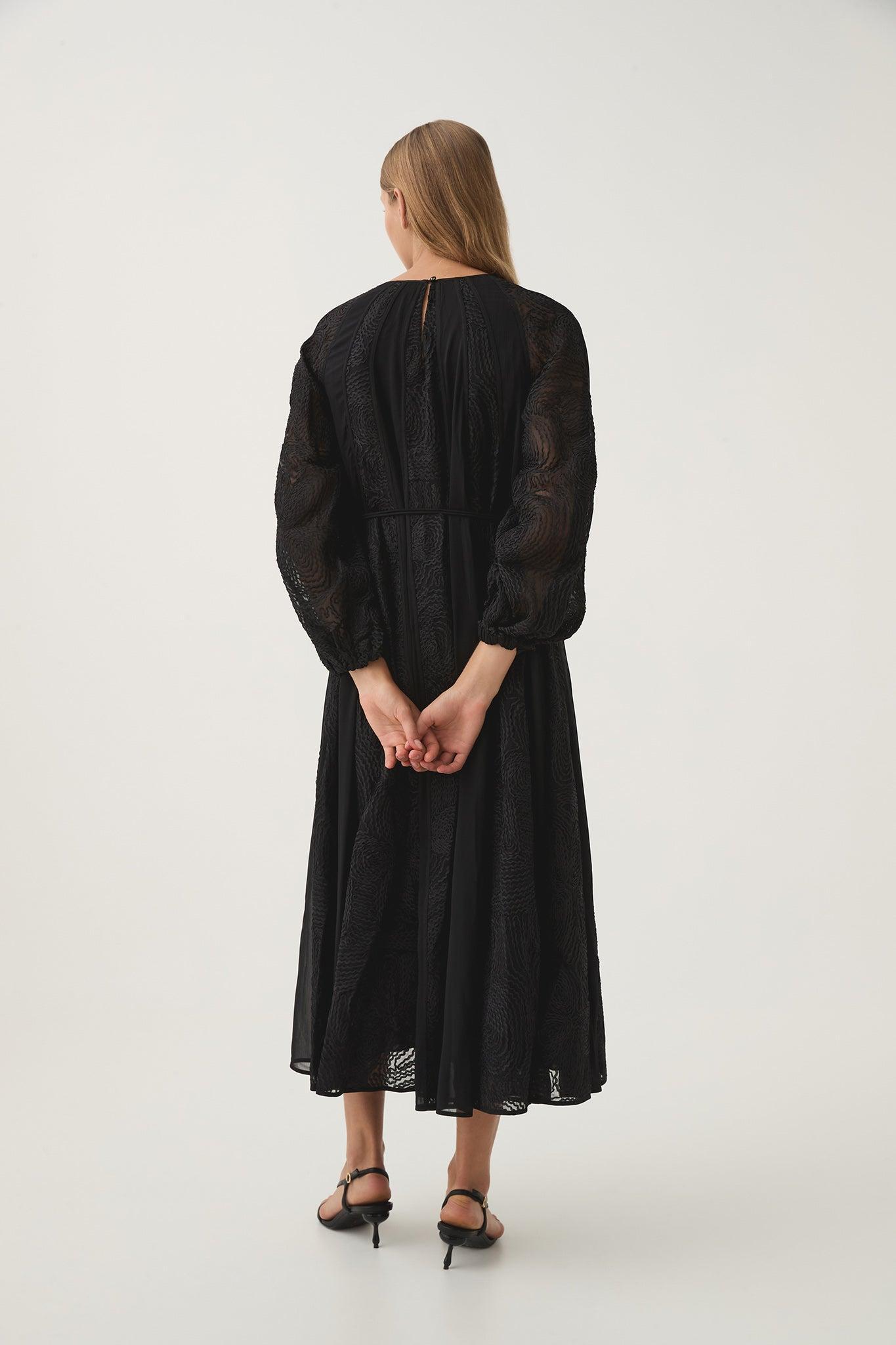 Soleil Blouson Lace Midi Dress Product Image