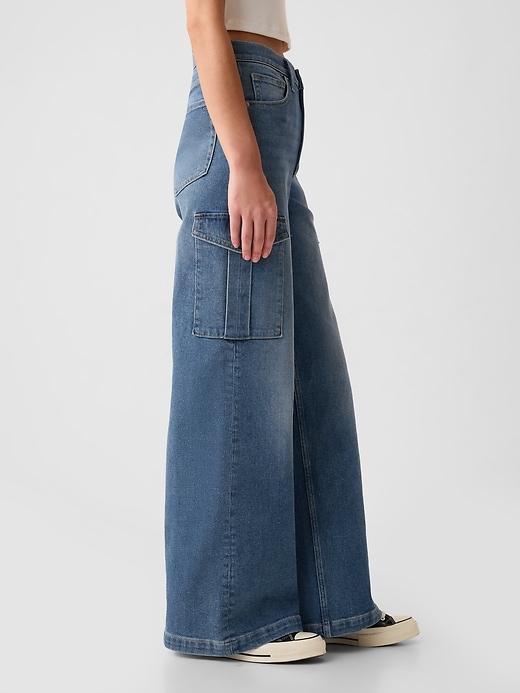 High Rise Stride Wide-Leg Cargo Jeans Product Image