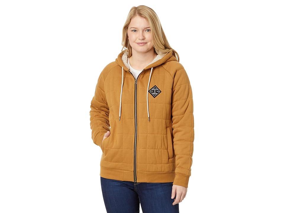 Salty Crew Seeking Sherpa Full Zip Hoodie (Workwear Brown) Women's Clothing Product Image