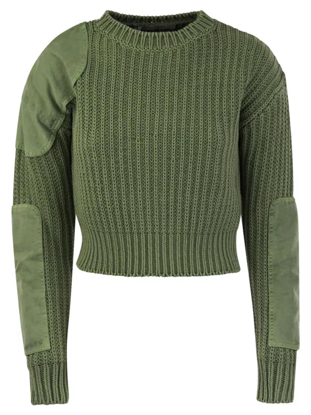 Crewneck Cropped Jumper In Green Product Image