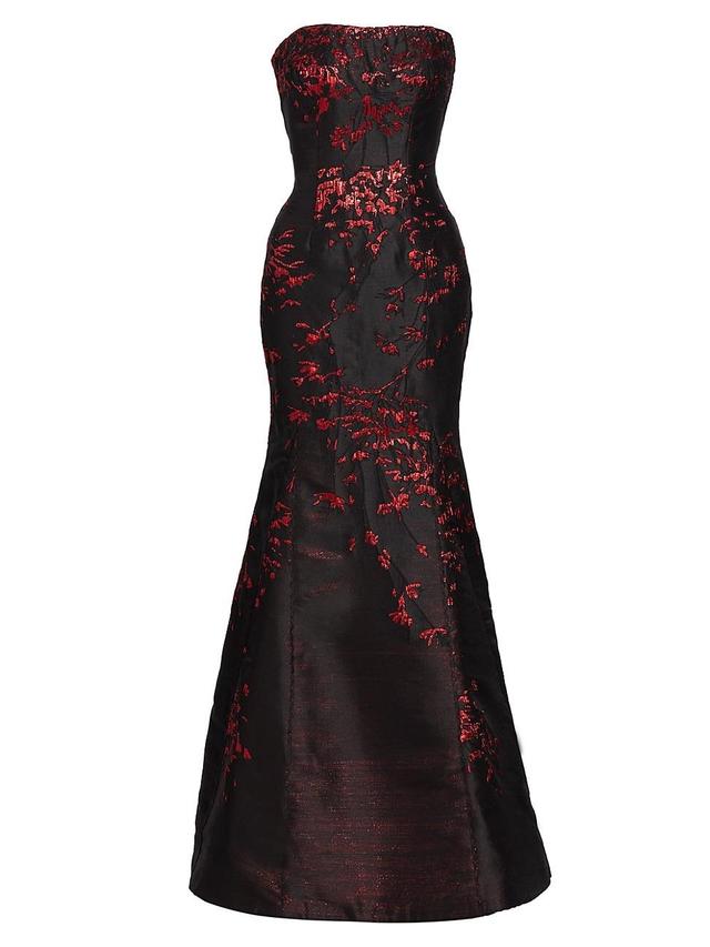 Womens Strapless Jacquard Mermaid Gown Product Image