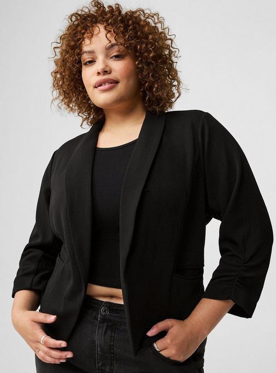 Textured Crepe Shawl Collar Blazer Product Image