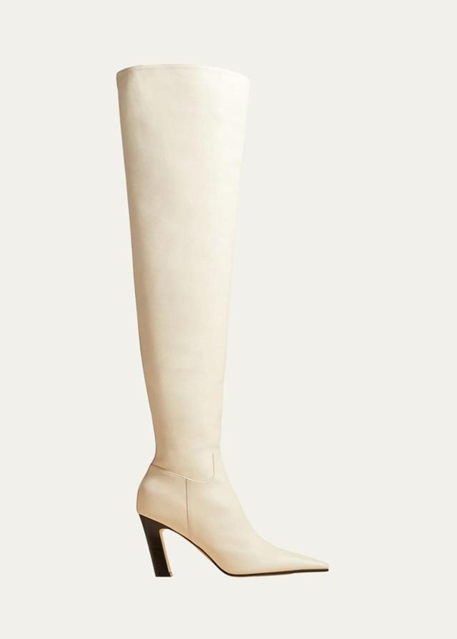 Marfa Leather Over-the-knee Boots In Off White Product Image