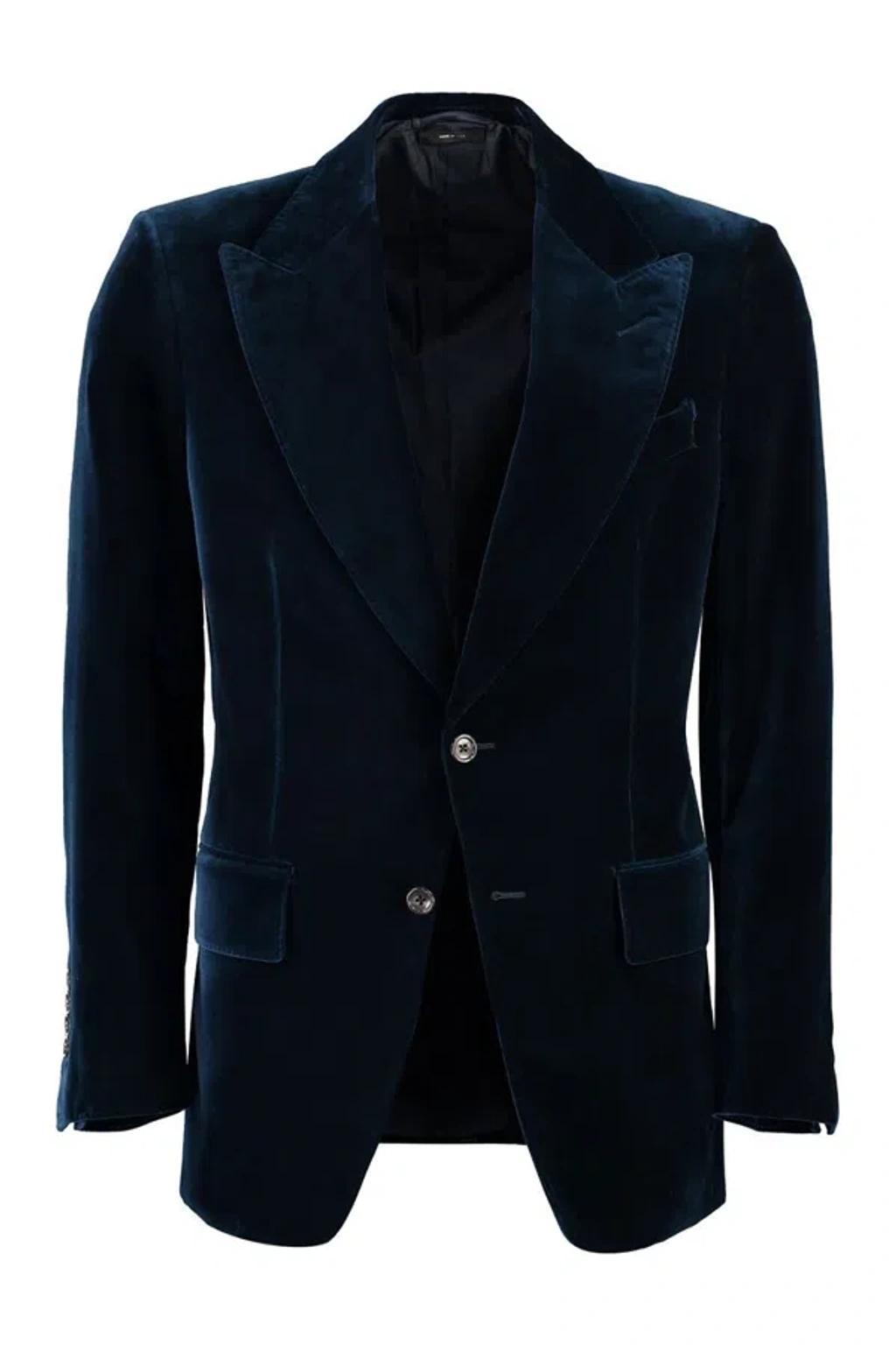 TOM FORD Atticus Velvet Jacket In Blue Product Image