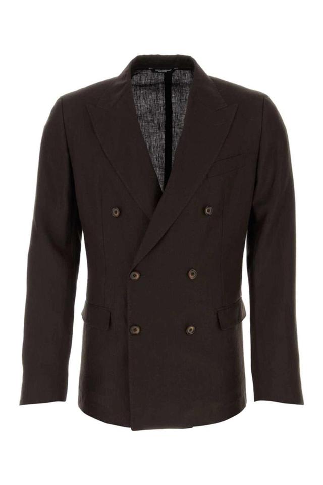 Double-breasted Ebony Jacket In Brown Product Image