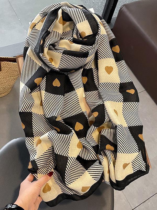 Linen Plaid Printed Sun-Proof Warm Shawl Scarf Product Image