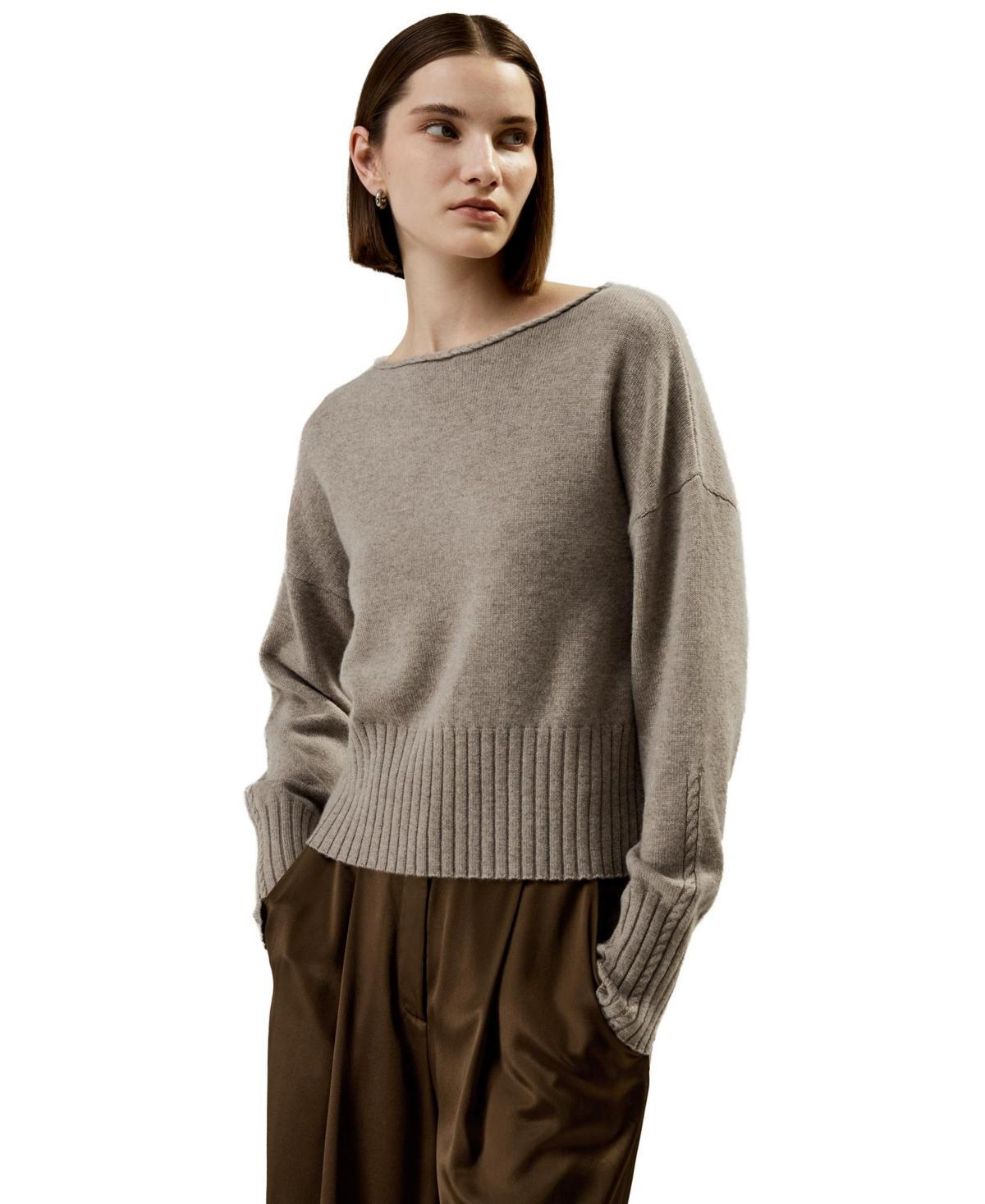 Braided Collar Wool and Cashmere Blend Sweater for Women Product Image