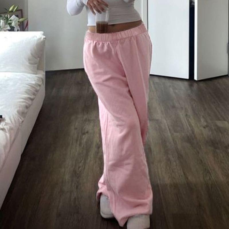 Drop Shoulder Plain Oversized Hoodie / Mid Rise Plain Wide Leg Sweatpants Product Image