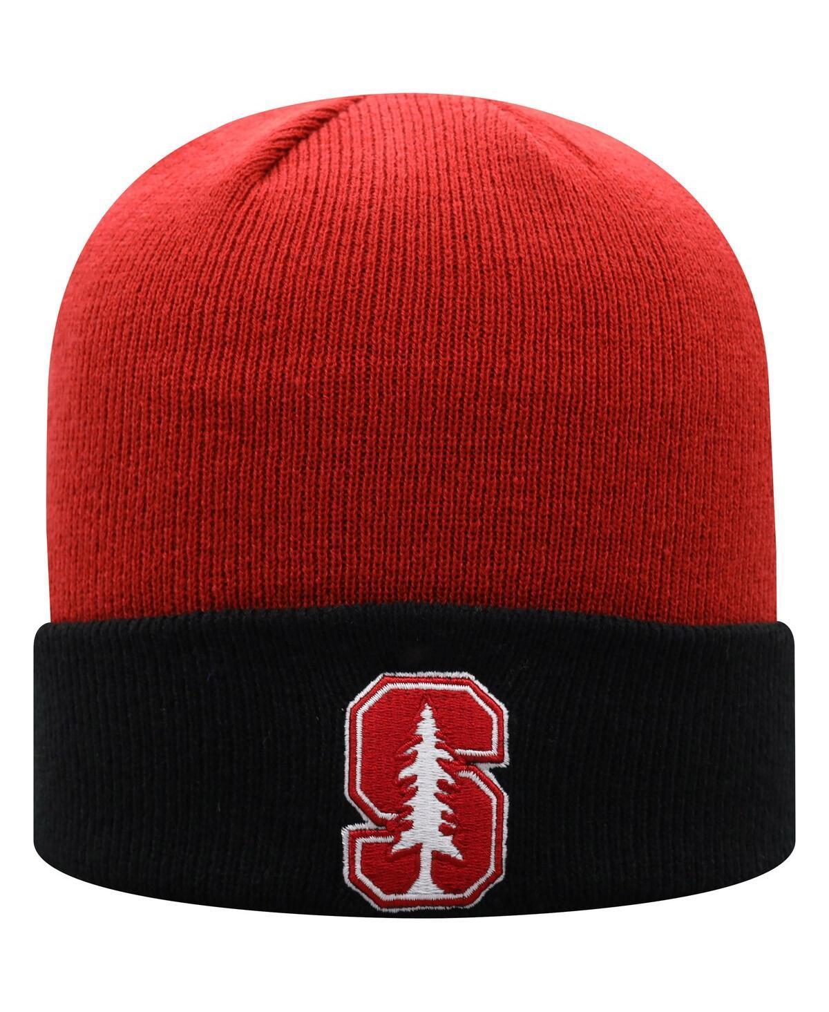 Mens Top of the World Cardinal/Black Stanford Cardinal Core 2-Tone Cuffed Knit Hat Product Image