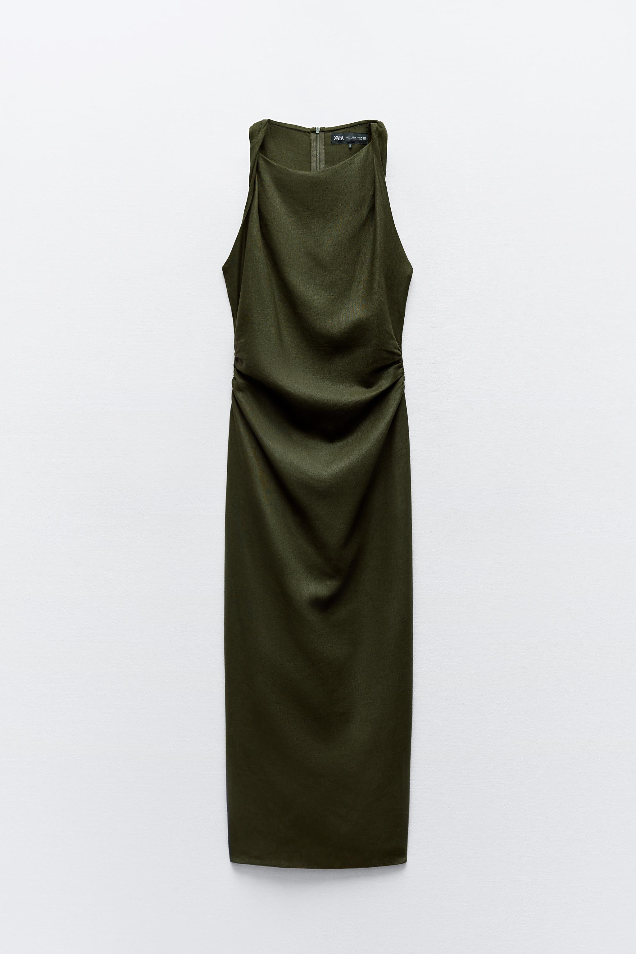 TWISTED LINEN BLEND MIDI DRESS Product Image