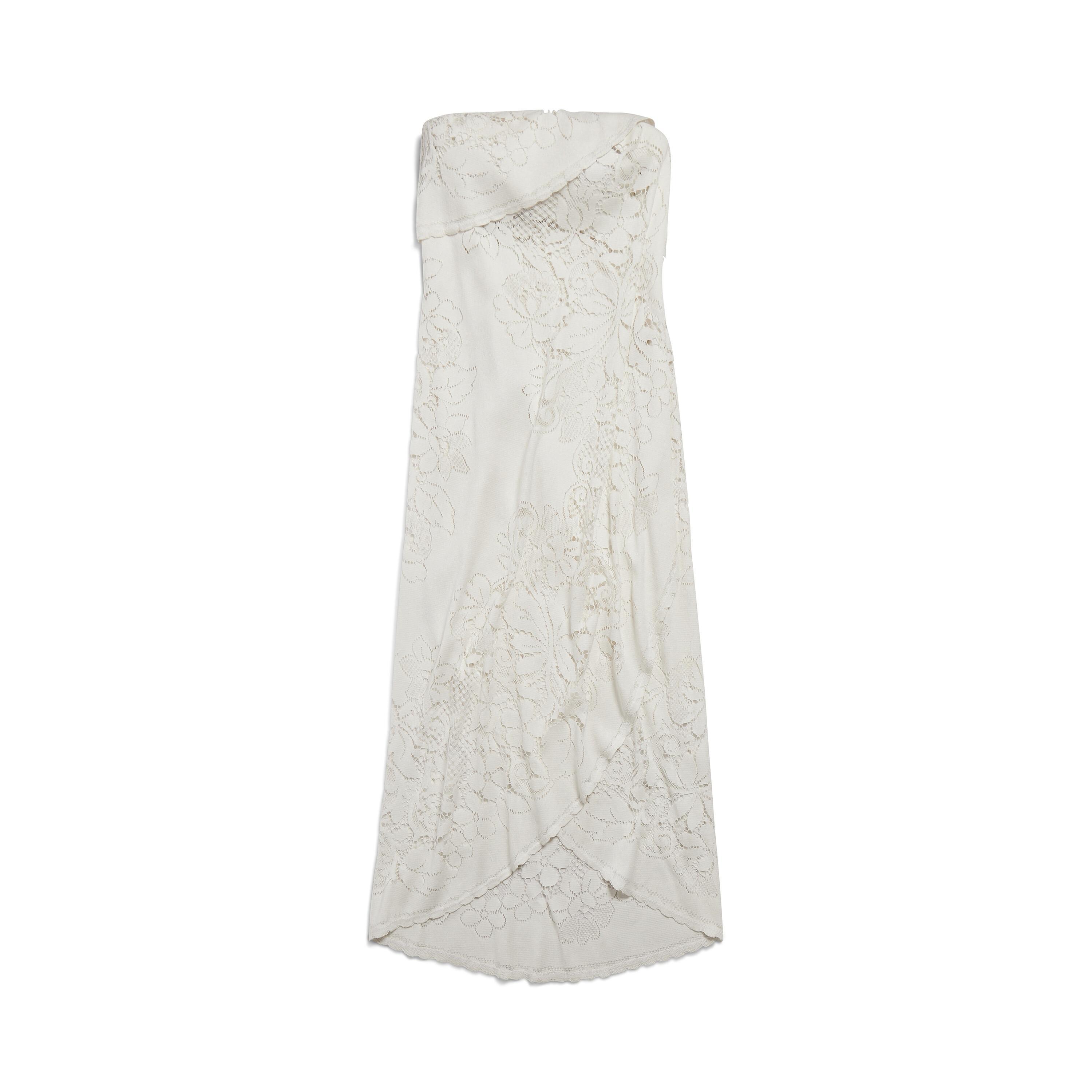 Women's Upcycled Tablecloth Dress in Off White Product Image