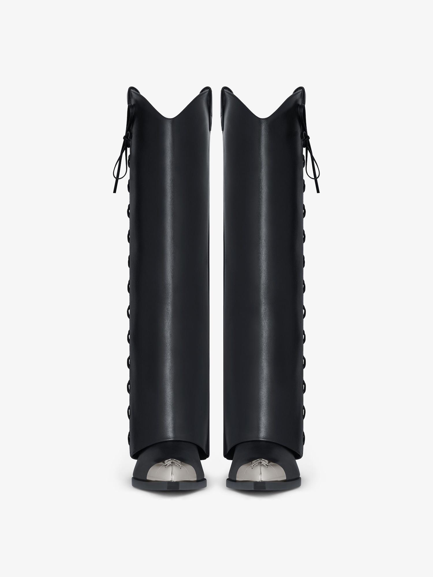 Shark Lock Cowboy boots in corset style leather Product Image