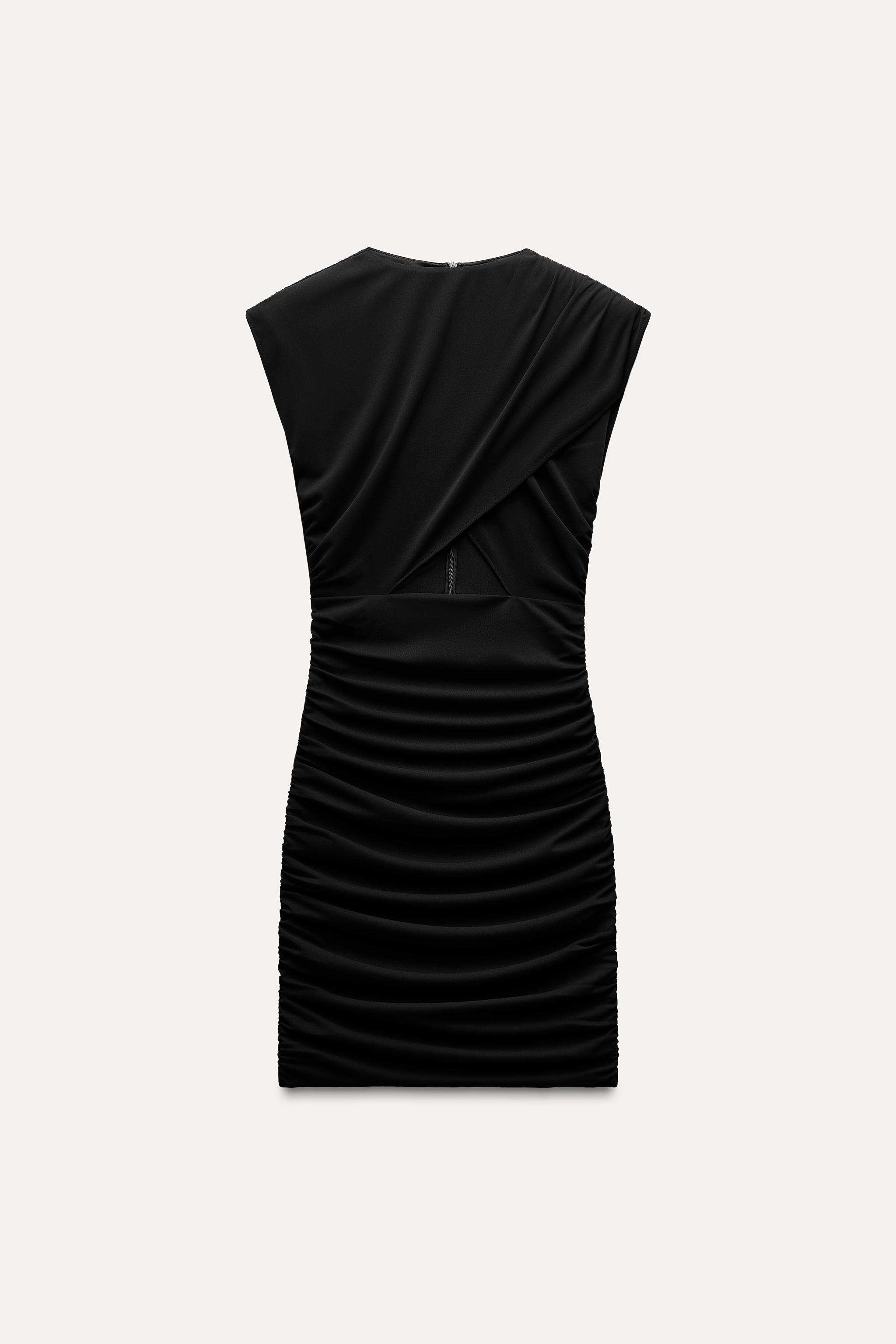 DRAPED SHOULDER PAD CUT OUT DRESS Product Image