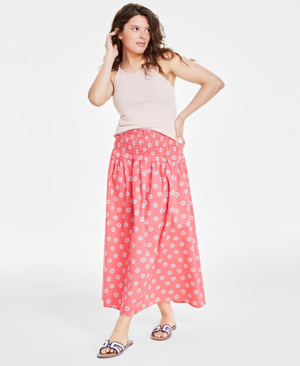 On 34th Womens Cotton Smocked Maxi Skirt, Created for Macys Product Image