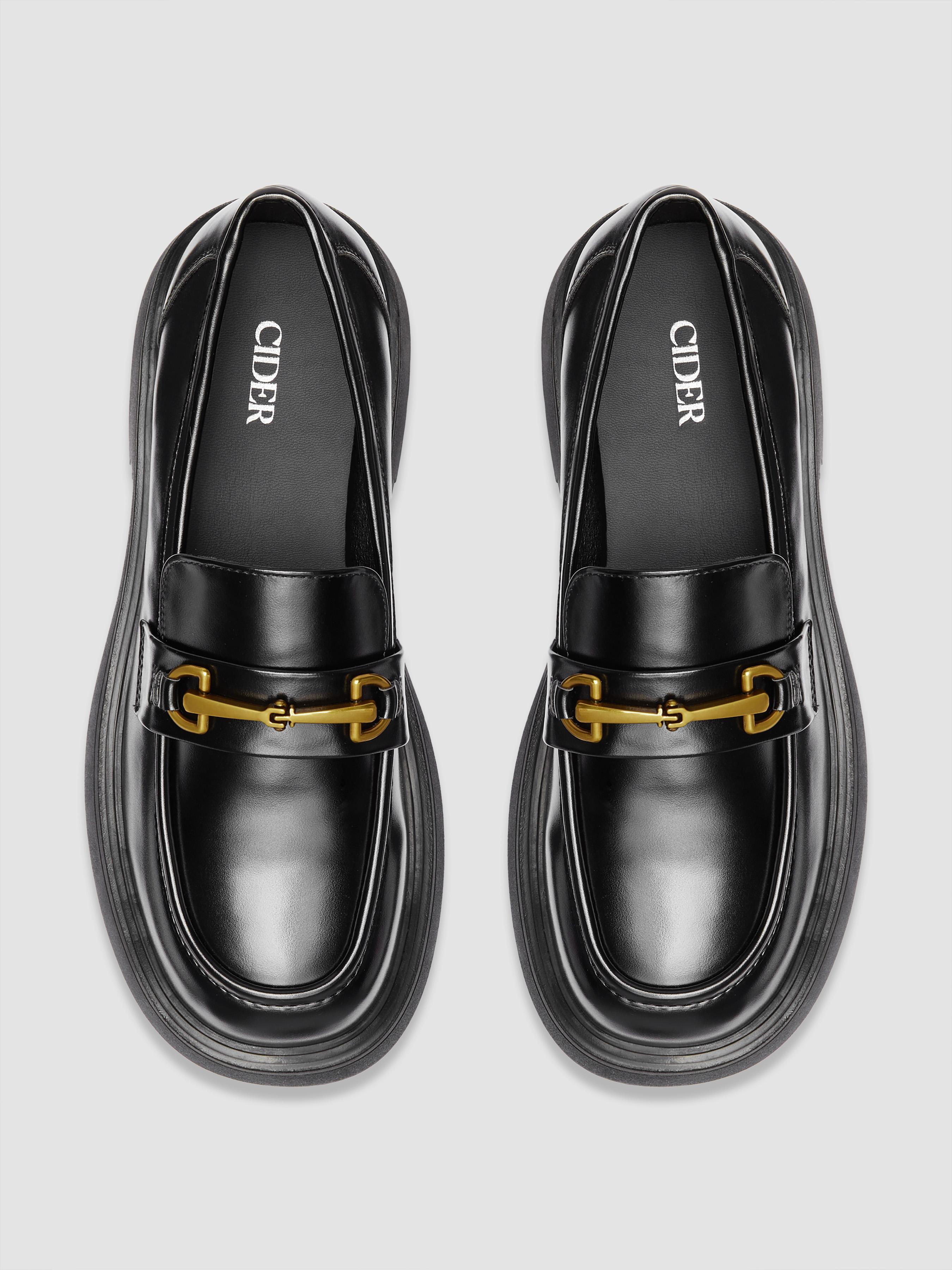 Faux Leather Horsebit Round Toe Loafers Product Image