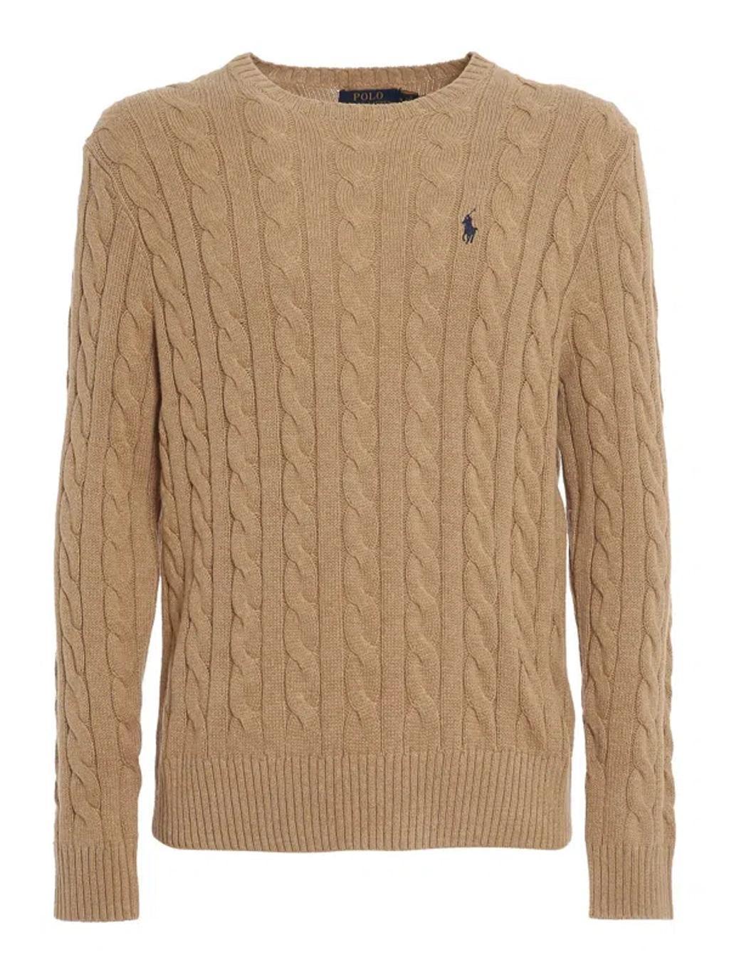 POLO RALPH LAUREN Cotton Cable-knit Sweater In Brown Product Image