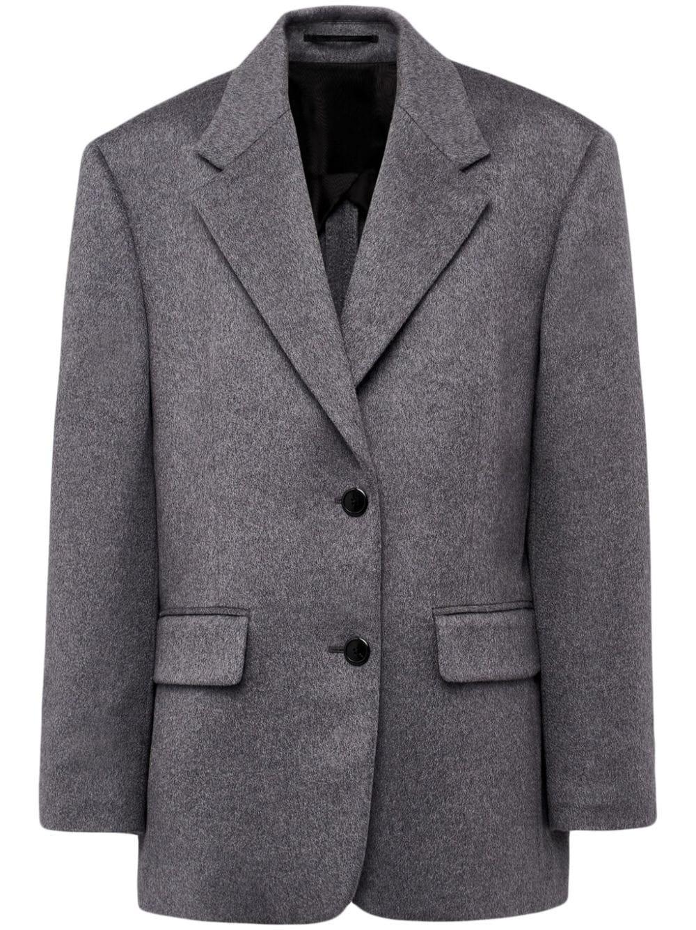 Single-breasted Cashmere Jacket In Grey Product Image