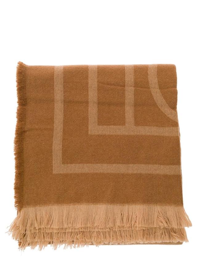 Monogram Wool-cashmere Scarf In Beige Product Image