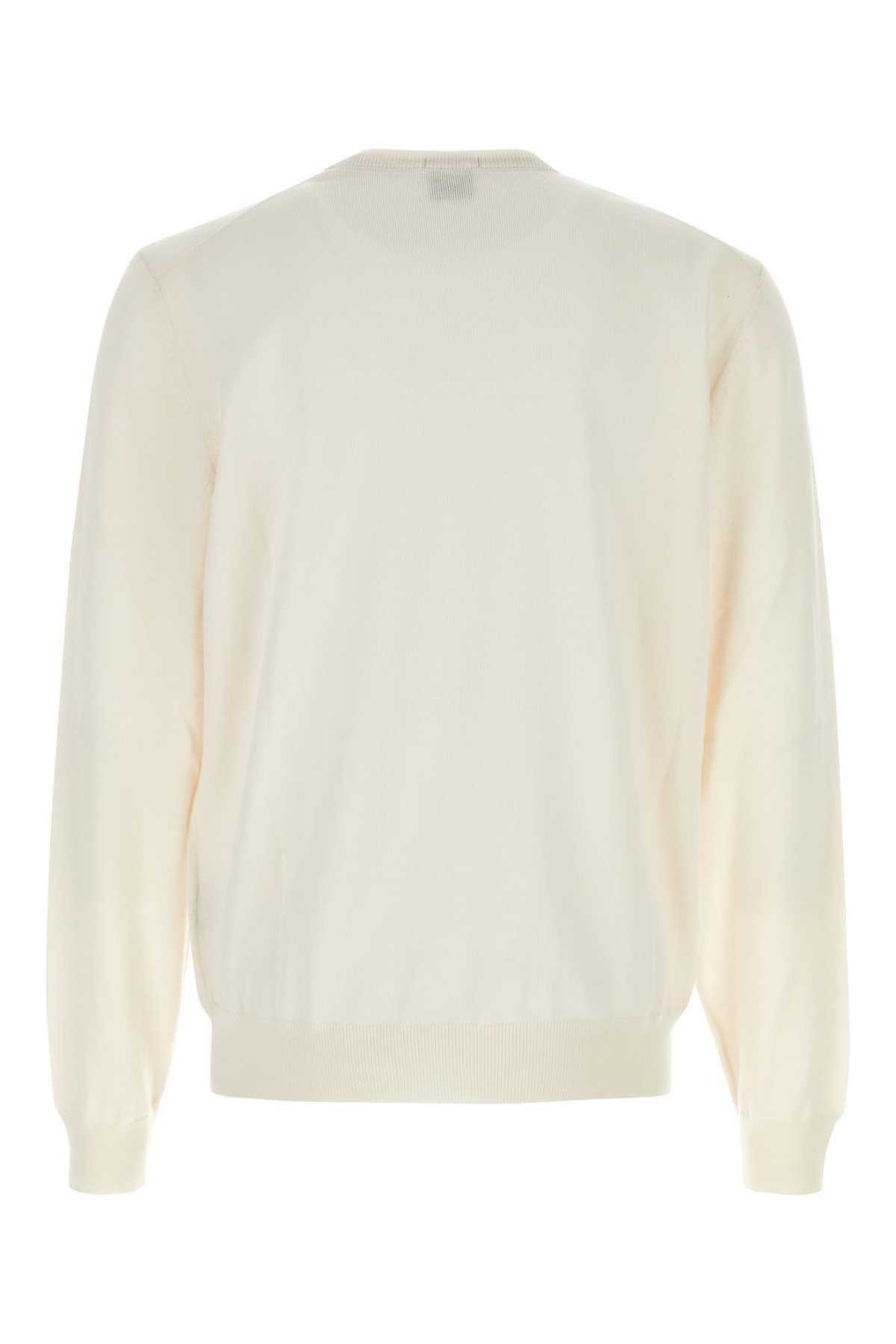 Logo-embroidered Cotton Jumper In Neutrals Product Image