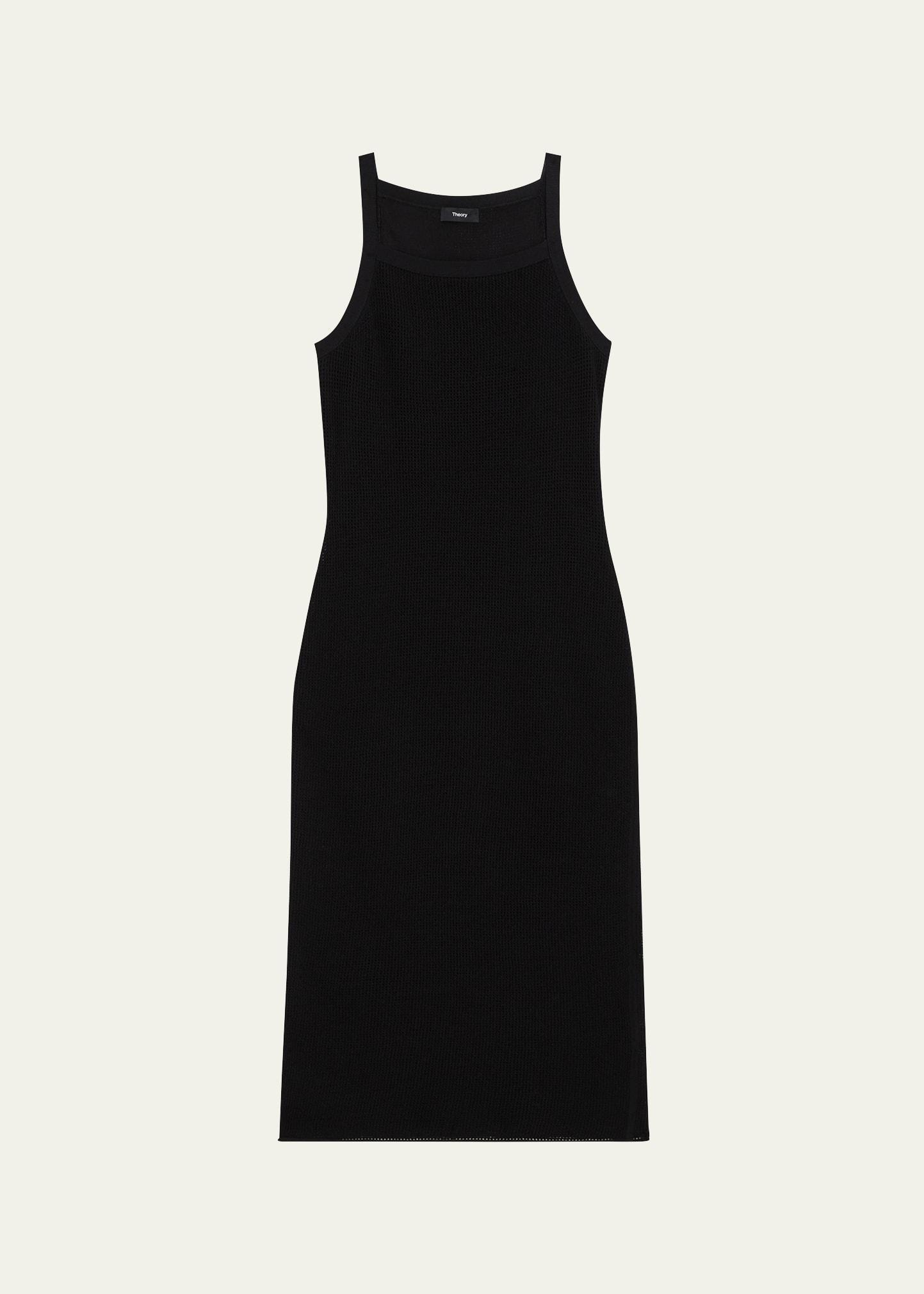 Pointelle Sleeveless Square-Neck Midi Dress Product Image