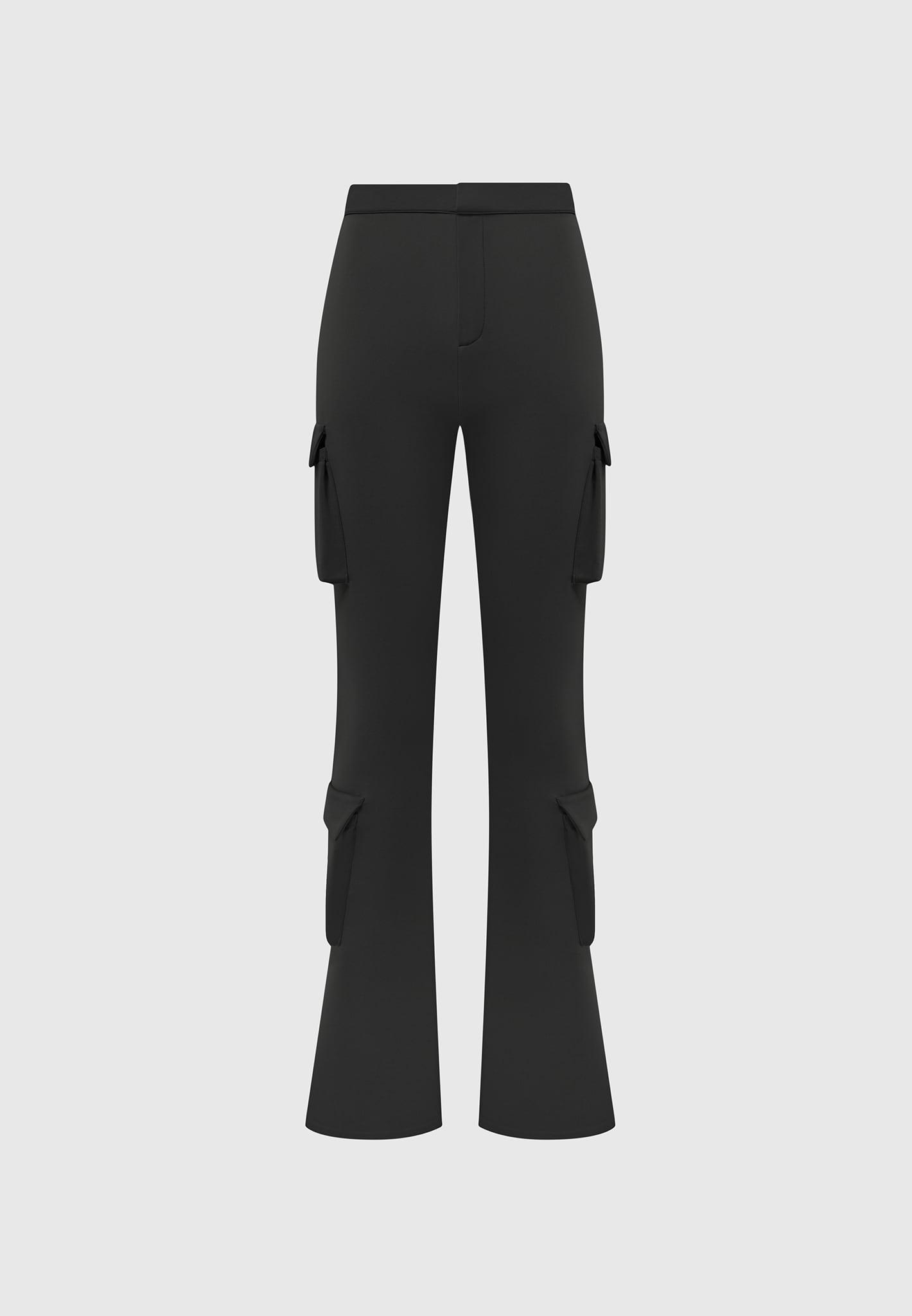 Neoprene Cargo Fit and Flare Leggings - Black Female Product Image