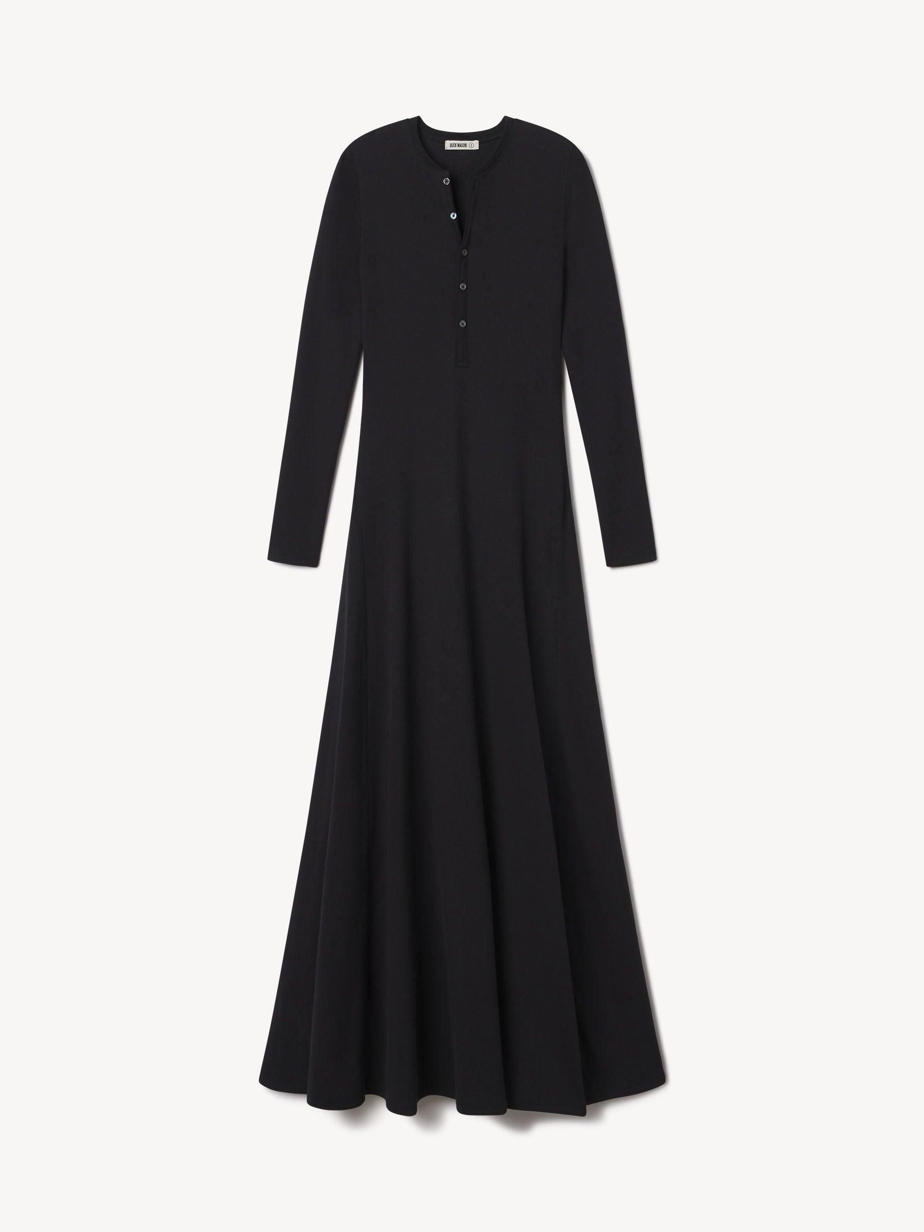 BLACK SURPLUS RIB HENLEY DRESS Product Image