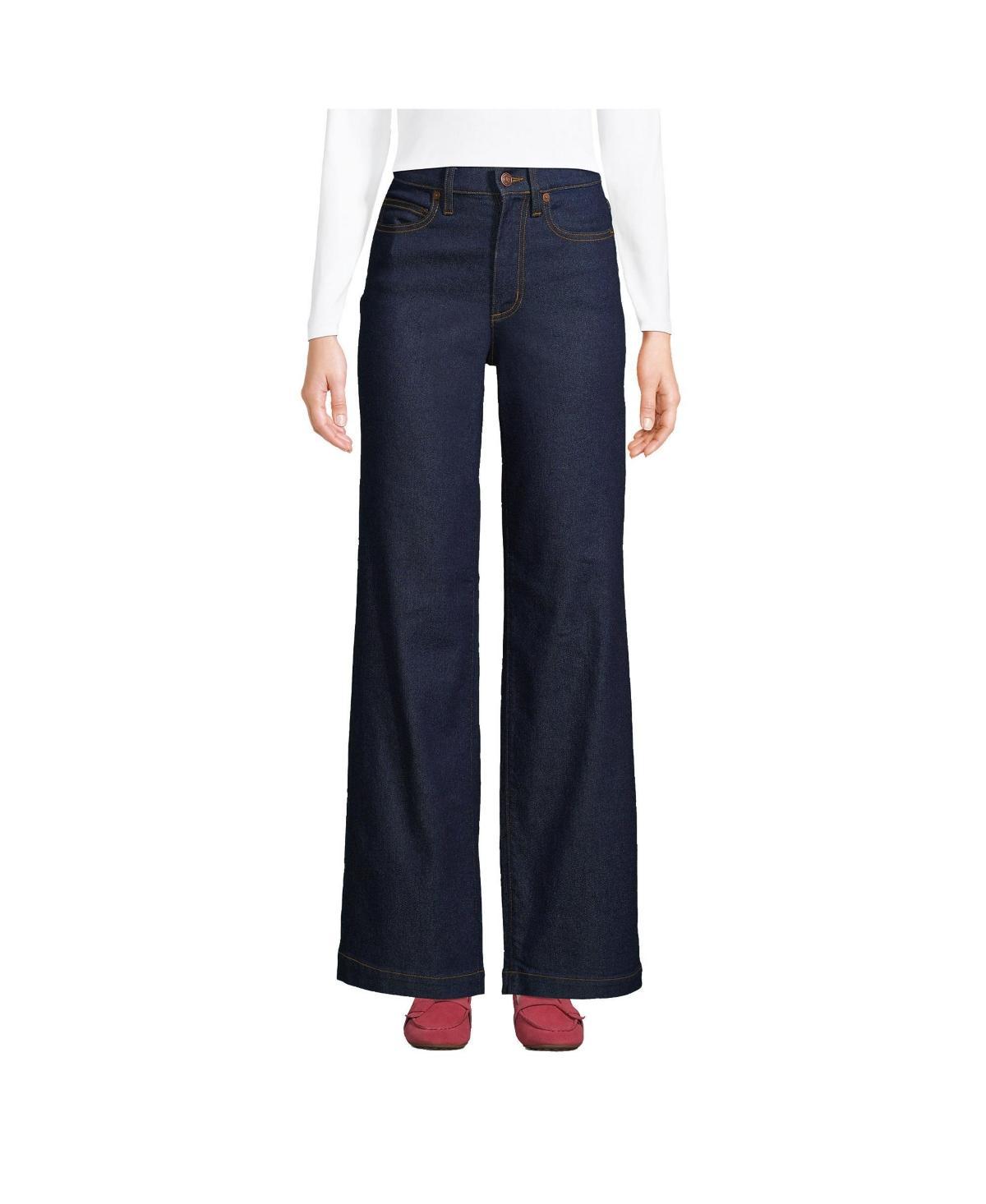 Womens Lands End High-Rise Wide Leg Jeans Product Image