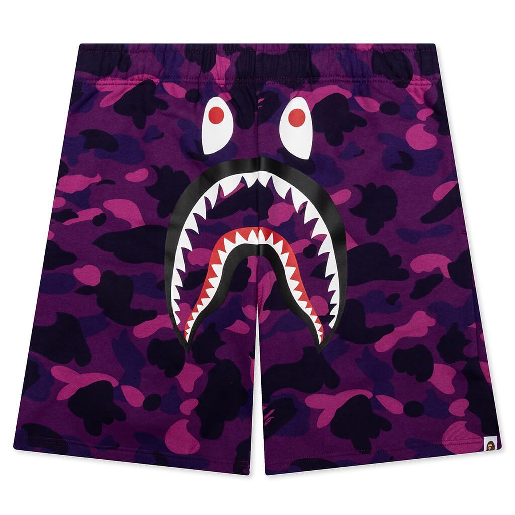 Color Camo Shark Sweat Shorts - Purple Male Product Image