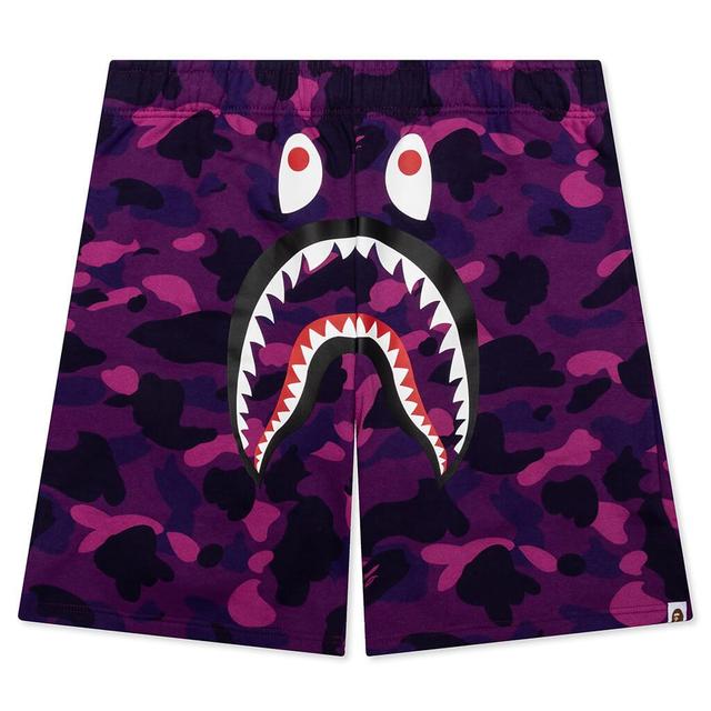 Color Camo Shark Sweat Shorts - Purple Male Product Image