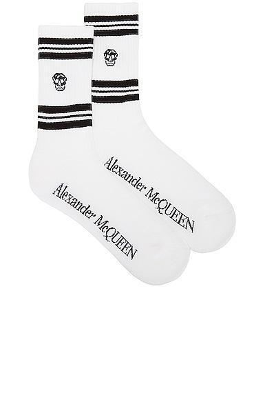 Alexander McQueen Skull Stripe Socks in Black Product Image