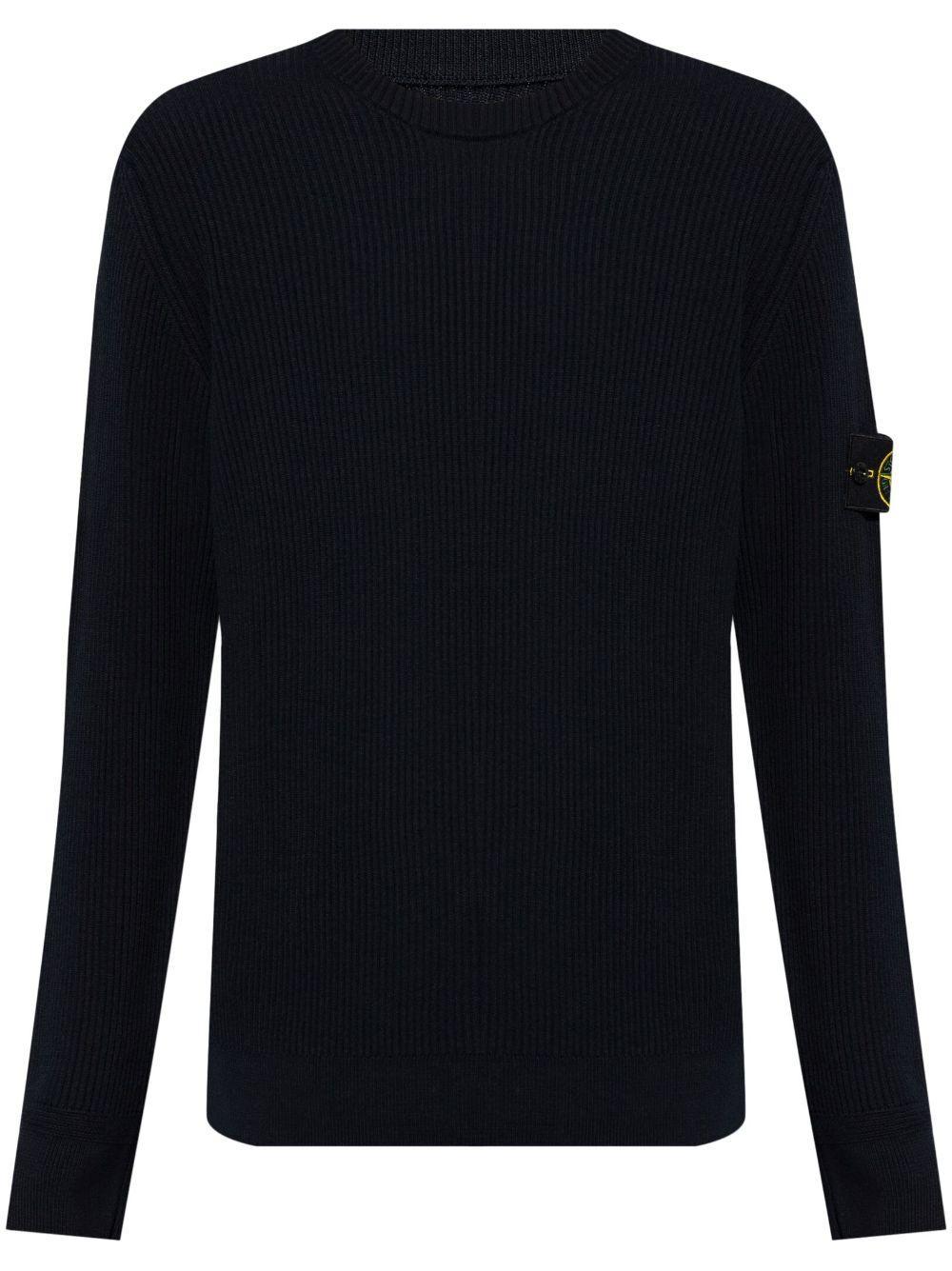 Compass-motif Wool Jumper In Blue Product Image