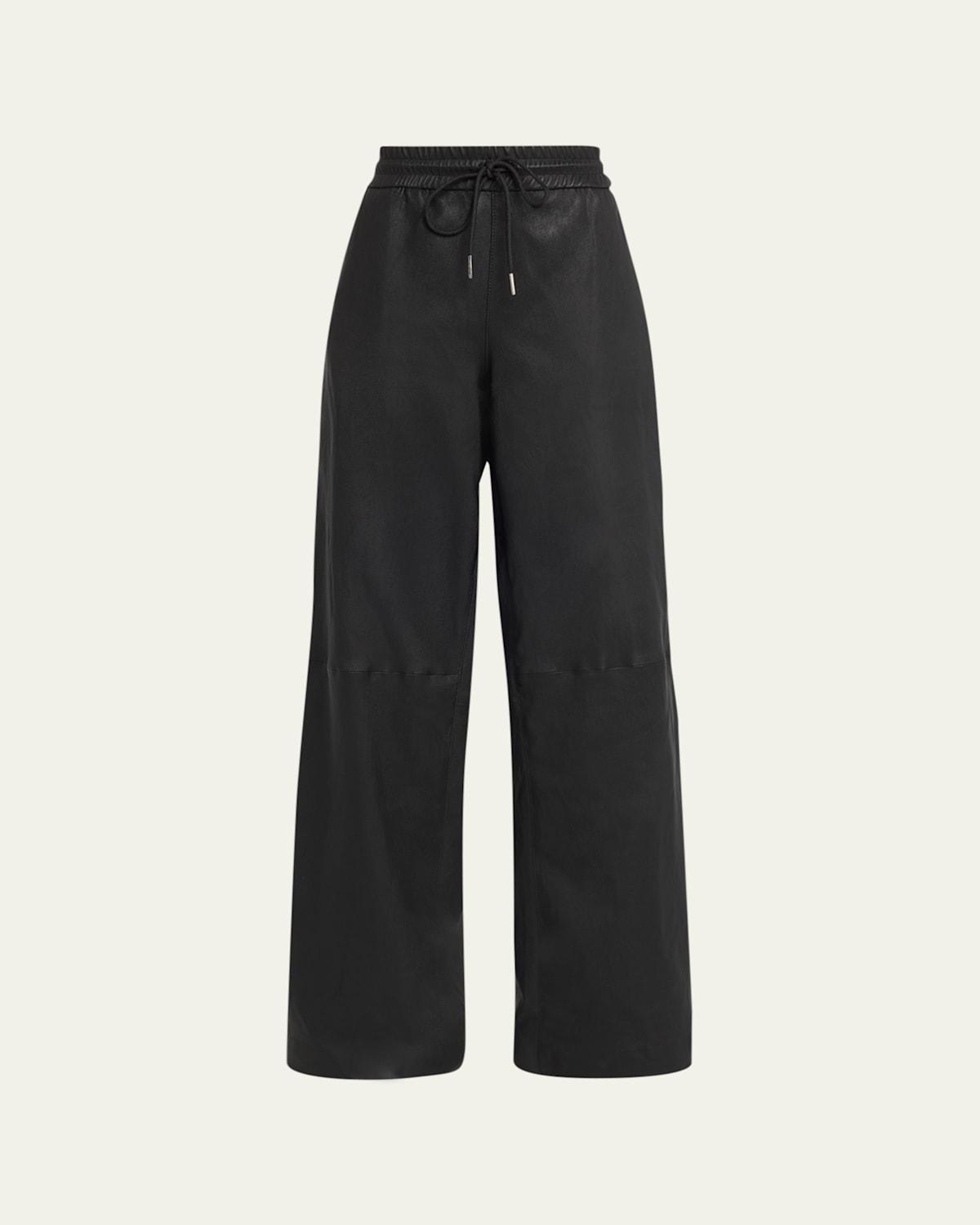 Baggy Wide-Leg Leather Sweatpants Product Image