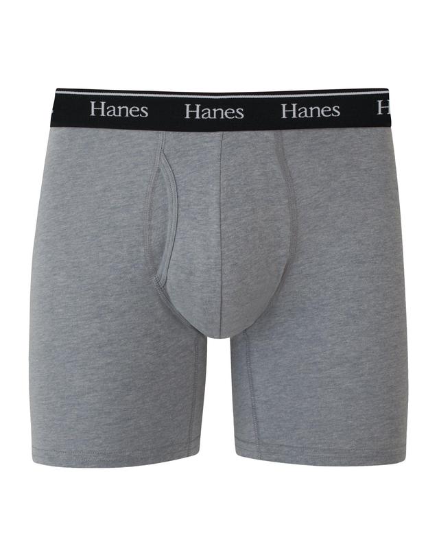 Hanes Originals Mens Stretch Cotton Boxer Brief Underwear, Moisture-Wicking Black/Red L Product Image