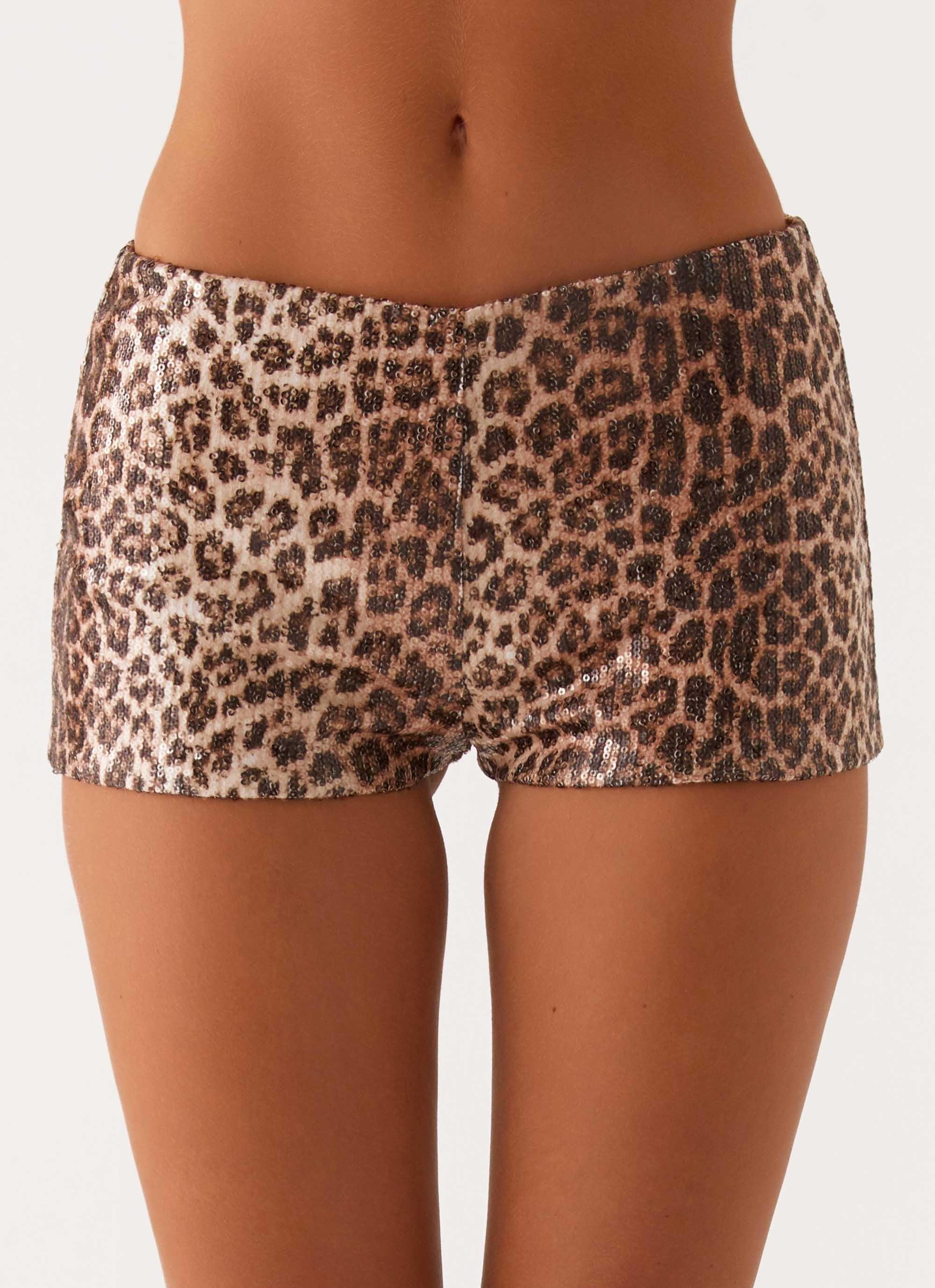 Feeling Fierce Sequin Shorts - Leopard Sequin Product Image