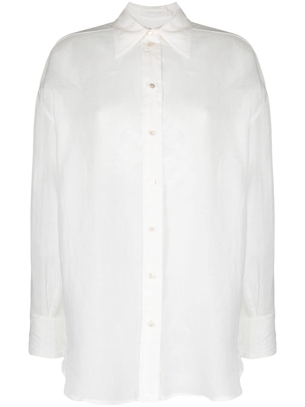 ZIMMERMANN Alight Floral-embroidered Ramie Shirt In Ivory Product Image