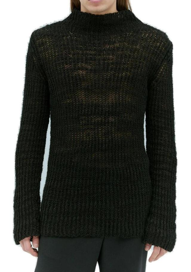 Mock Neck Ribbed Jumper In Black Product Image