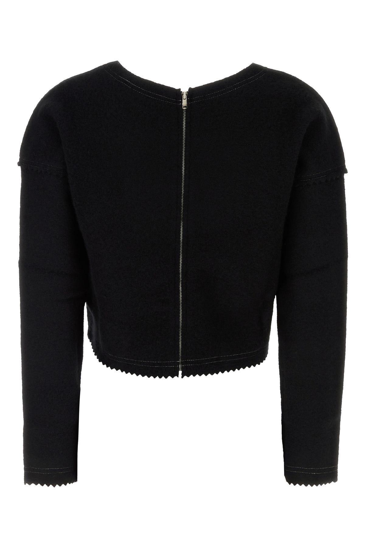 Zip Detailed Crewneck Jumper In Black Product Image