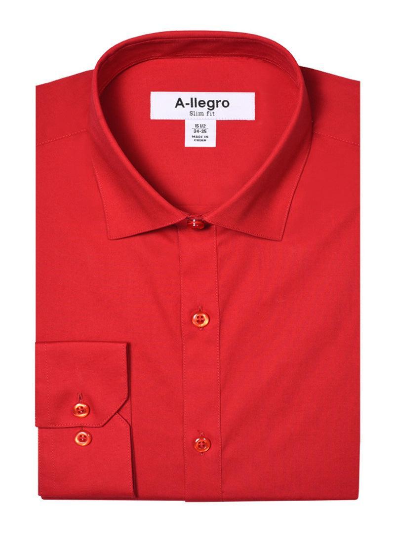 Slim Fit Dress Cotton Shirt In Red Product Image