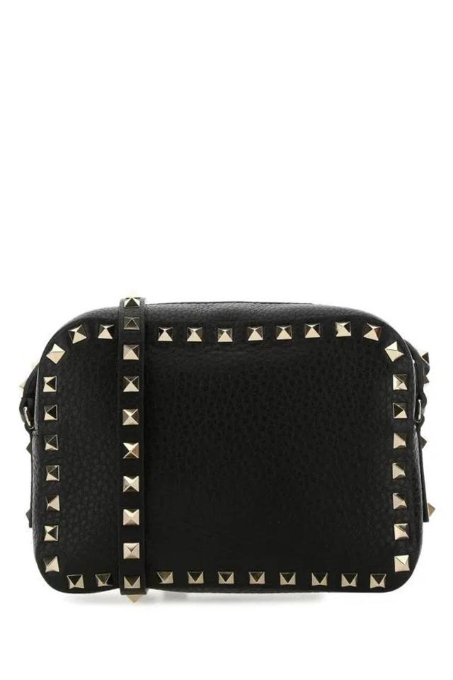 VALENTINO GARAVANI Black Leather Rockstud Crossbody Bag Product Image