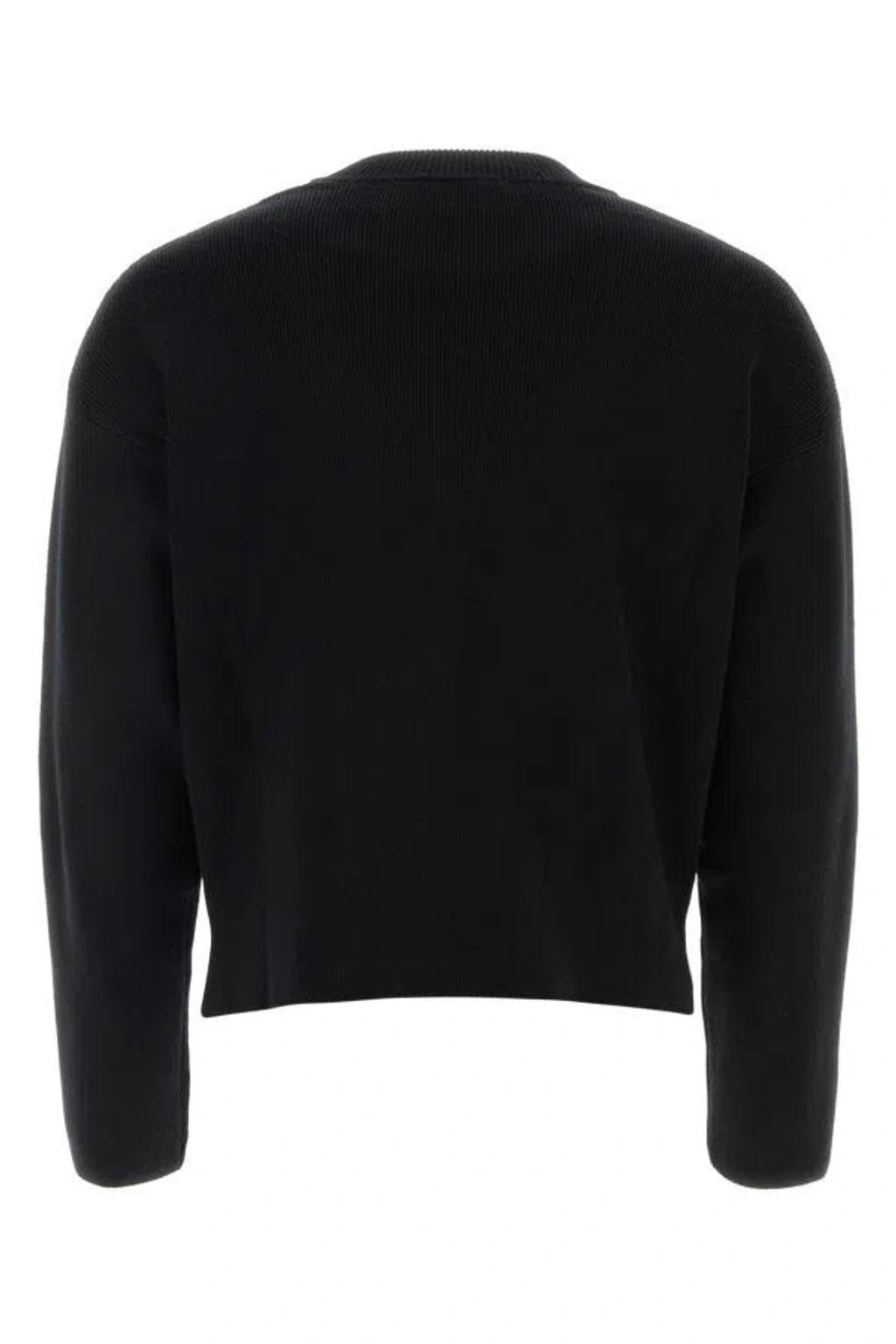 Black Stretch Cotton Blend Sweater Product Image