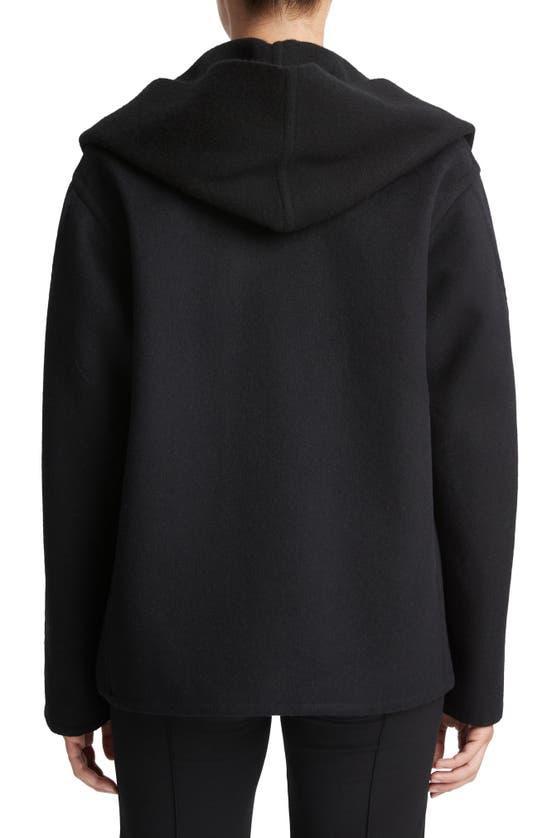 VINCE Knit Combo Hooded Wool Jacket In Black Product Image