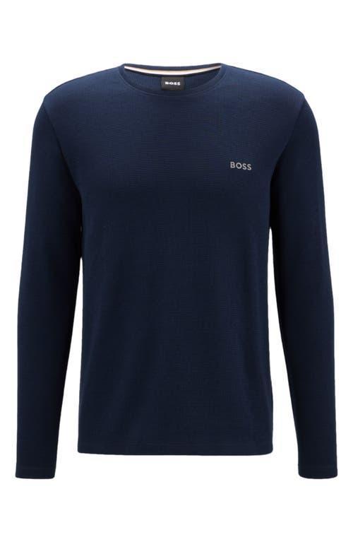 BOSS Long Sleeve Waffle Knit Cotton Blend T-Shirt Product Image